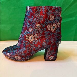 Gianni Bini Red and Blue Floral Ankle Boots